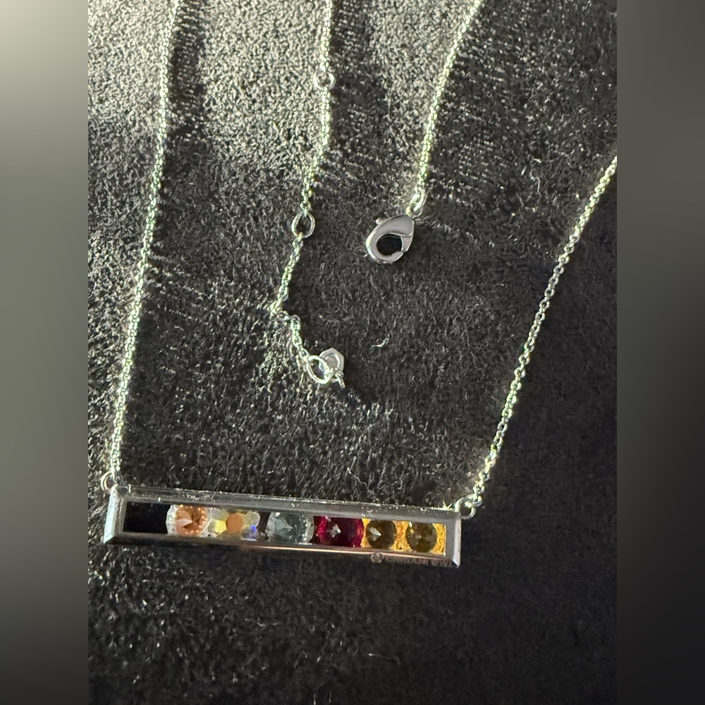 Elegant Multi-Color Birthstone Bar Necklace with birthstones